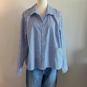 Cabi Prep School Shirt Blue and White Stripe Size XL